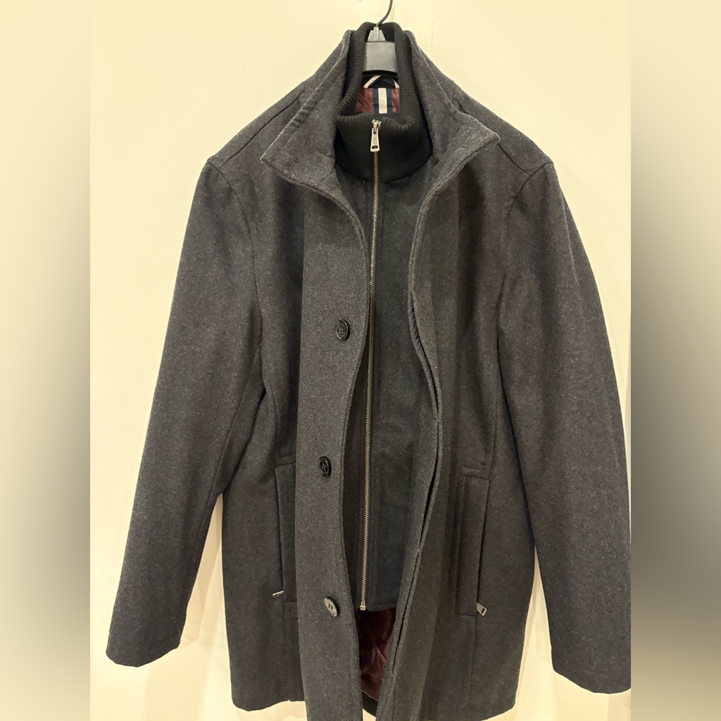 Cole Haan Signature Charcoal Gray Melton Wool Blend Topcoat Men’s Large